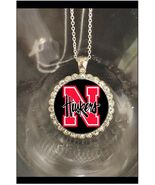 Nebraska Cornhuskers pretty rhinestones silver necklace beautiful gift - $27.86 CAD