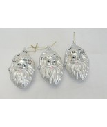 Blown Mercury Glass Christmas Ornament Santa Claus Head 4&quot; Vintage Lot o... - $48.99