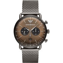 Emporio Armani AR11141 Brown Dial Stainless Steel Men’s Watch - £260.28 GBP