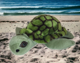 Sea World Plush Green Water Turtle Tortoise Stuffed Animal Big Eyes 10&quot; - £7.61 GBP