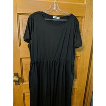 Nemidor Size 16 Dress Maxi Black Short Sleeves Pockets - £15.72 GBP