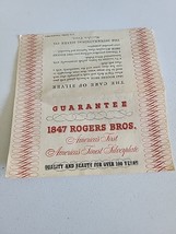 Vintage 1847 Rogers Bros Americas Finest Silverplate Guarantee Paper Onl... - €11,28 EUR