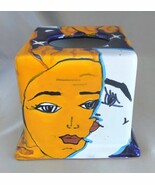 Celestial Sun, Moon &amp; Stars Talavera Art Pottery Square Tissue Box (Mexico) - $29.30