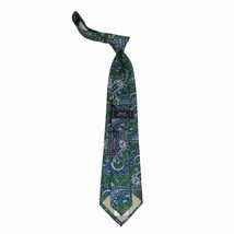 Men's 100% Silk Necktie By Bruno Piattelli Paisley Floral Fancy BP5 Green Blue image 3