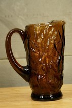 1980 Seneca Glass Blown Mold Driftwood Pattern Brown Glass Pitcher 7.5&quot; ... - $43.55