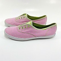 Keds Pink &amp; White Gingham Check  Canvas Tennis Shoes Rubber Soles Sz 6 No Laces - £19.75 GBP