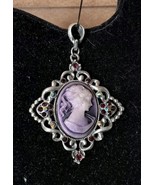 Cameo Silver Purple Rhinestones Pendant Diamond Shape 2x1.5 - $757.42 MXN