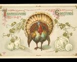 Vintage Postcard Thanksgiving Day Greetings Turkey Pumpkins Wytheville VA - $10.88