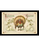 Vintage Postcard Thanksgiving Day Greetings Turkey Pumpkins Wytheville VA - $10.88