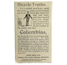 Columbia Bicycles 1894 Advertisement Victorian Pope Bikes Truths ADBN1u - £13.76 GBP