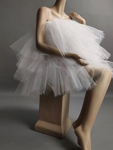 White High Low Tulle Dress Boho Wedding Midi Puffy Multi Layered Tulle Skirts image 3