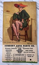 GIL ELVGREN OCT. 1948 SUNBURY AUTO PARTS PIN-UP CALENDAR/NOTEPAD BROWN &amp;... - £37.57 GBP