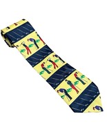 Vintage Yellow Blue Golf Golfer Putting Driving Clubs Necktie Tie 100% P... - $17.22