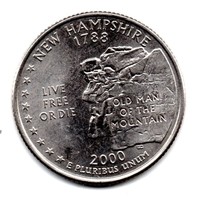 2000 D New Hampshire State Washington Quarter - Near Uncirculated About VF - $2.25