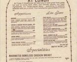 Triple C Steakhouse Lunch Menu Devine Texas 1987 - $21.78