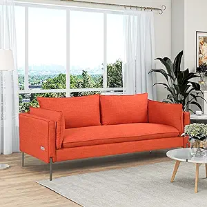 Merax 76&quot; Upholstered Sofa with Square Arms-3 Seats Couch-Living Room Fu... - $605.99