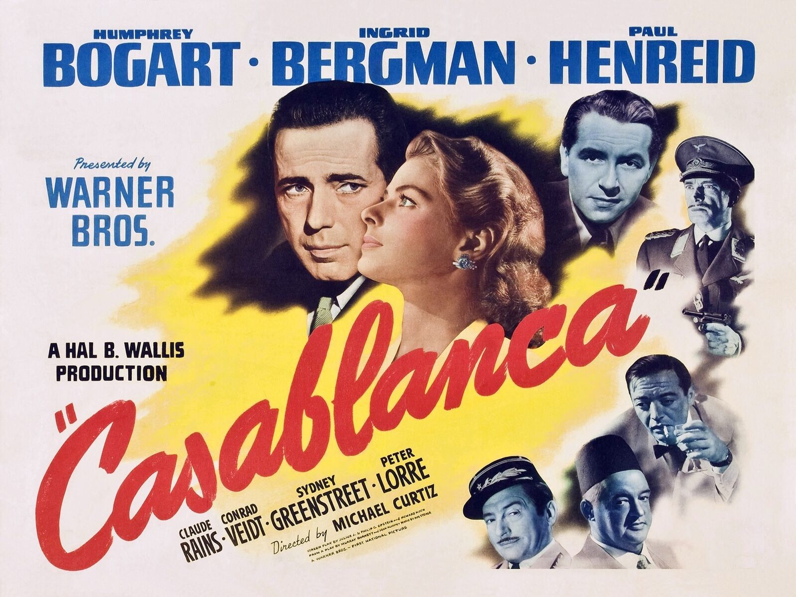 5500.Casablanca.Bogart.Bergman.Henreid.POSTER.Decoration.Graphic Art