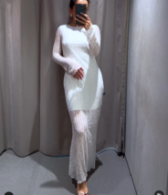 Zara Bnwt 2024. Ecru Midi Dress With Low Cut Back Lace. 3564/073 - £69.94 GBP