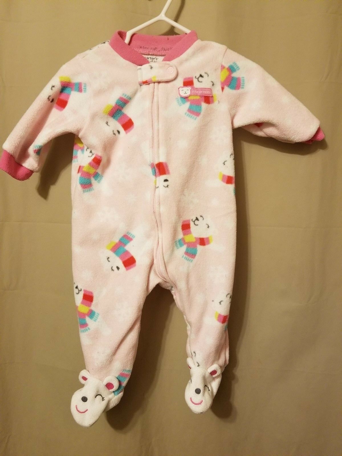 Primary image for CARTER'S - FOOTED One Piece Pink With Polar Bears ZIPS 3M    IR2/
