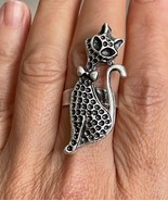 Women Jewelry  Silver Adjustable Cat Rings Animal Lover Gift - $153.38 MXN