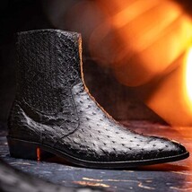 GIORGIO Genuine Ostrich Chelsea Boot Black image 9