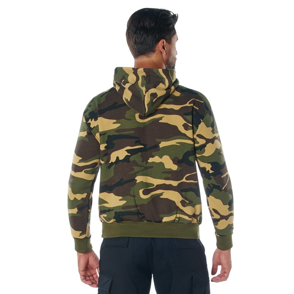 Woodland Camo Fleece Hoodie Pullover Camouflage Sweatshirt Kangaroo Style Item image 2