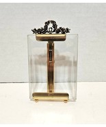 French Ornate Brass Wreath Ribbon Beveled Glass Photo Frame 2 3/4" x 3 3/4" - $1,422.65 MXN