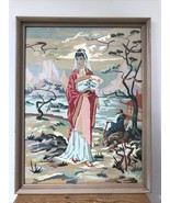 Vtg Asian Chinese Woman Landscape Mountain PBN Paint By Number Painting ... - £238.93 GBP