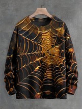 Men&#39;s Golden Spider Web Art Print Knit Sweatshirt - £24.74 GBP