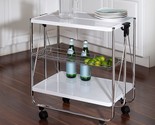 Modern Foldable Kitchen Cart With Wheels And Metal Basket, 09606 White/C... - $93.96