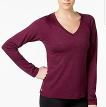 Ideology Women&#39;s Long Sleeve, V-Neck Active T-Shirt  Plum Size Small - £9.24 GBP