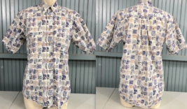 Ron Chereskin Tropical Pastel Block Print Cotton Beach Hawaiian Shirt Small - £10.53 GBP