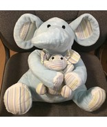 Animal Alley 17 in Blue Elephant Mama &amp; Baby Striped Large Plush Stuffed... - £15.78 GBP