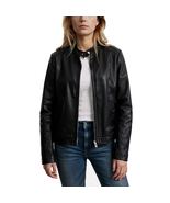 Aero Lux Women Black Biker Style Genuine Leather Jacket - $269.00