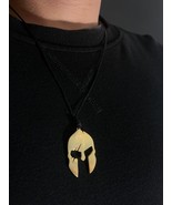 Spartan Helmet necklace 18K Gold Plated 925 Sterling Silver Pendant Jewe... - £76.68 GBP