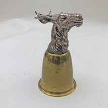 Deer Silver Tone Stag Head Stirrup Goblet Cup Brass  6 Inches Tall Vintage - $44.54