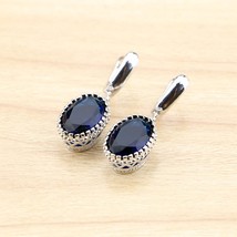 Silver 925 Jewelry Blue Cubic Zirconia Drop Dangle Earrings For Women Fr... - £14.53 GBP