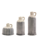 Terra Cotta Jug Vase with Navy Criss Cross Pattern (Set of 3) - $1,231.56 MXN