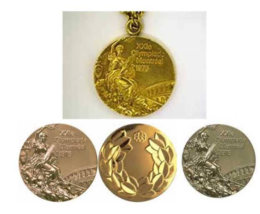  1976 Montreal Olympic Medals Set (Gold/Silver/Bronze) with the Chain Ne... - £69.99 GBP