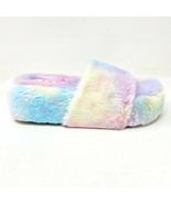 Sugar Wryde Tie Dye Platform Womens Fluffy Slip On Fur Warm Slipper Sandals - £6.33 GBP