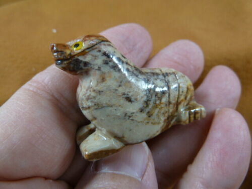 Y-SEAL-36) tan SEAL small carving gem stone SOAPSTONE PERU I love baby s... - $8.59