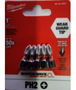 Milwaukee 1&quot; 5 Pack Impact Bits Shockwave PH2  48-32-4601 - $7.91