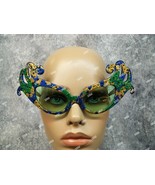 Blue Gold Grn Glitter Dame Costume Glasses Retro Cat Eye Edna Face Furni... - $294.17 MXN