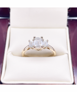 14ct Yellow/White Gold LabGrown Diamond 1.40ct Emerald Cut 3-Stone Ring ... - $3,302.51 CAD