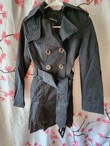 New Without Tags Women&#39;s London Fog Black Trench Coat Jacket Size Petite XS - £79.00 GBP