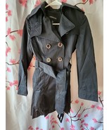 New Without Tags Women&#39;s London Fog Black Trench Coat Jacket Size Petite XS - £79.01 GBP