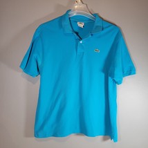 Lacoste Mens Polo Size 7 Blue Short Sleeve Alligator Patch Golf Rugby Walking - $24.98