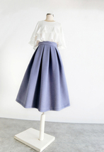 Winter Lime Green A-line Midi Woolen Skirt Women Custom Plus Size Pleated Skirt image 7