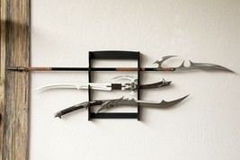 3 Tier Black Wood Veneer Wall Mount Sword Collectable Display Rack Large... - £13.69 GBP