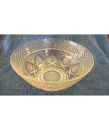 VINTAGE CRYSTAL GLASS BOWL, DIAMOND PATTERN WITH LEAVES - $142.50